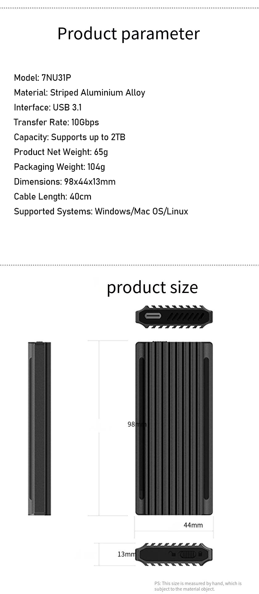 Bakeey-NVME-SSD-Gehaumluse-Type-C-zu-USB31-10Gbps-Gehaumluse-fuumlr-2230224222602280-M2-SSD-Mobiles--2006045-6